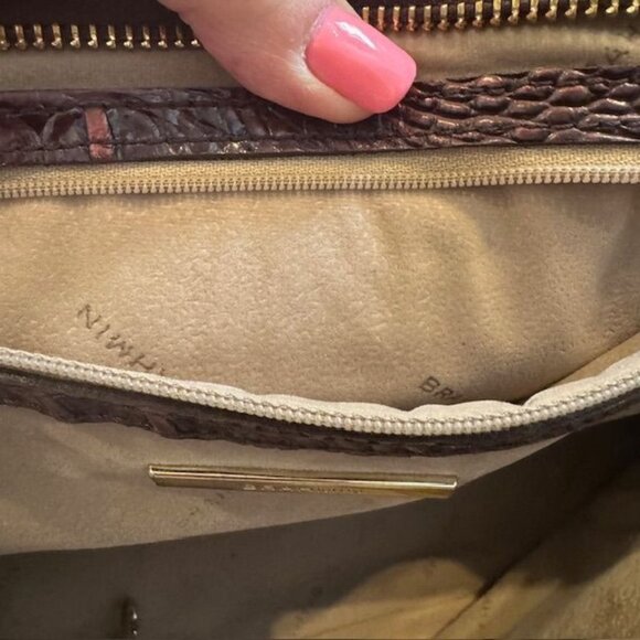 Brahmin Crocodile Embossed Leather Handbag With Tassel Accent & Gold Hardware - Picture 14 of 16